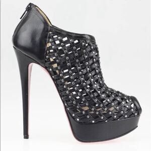 Christian Louboutin Black Kasha 150 Caged Booties Size 37.5 or 7.5